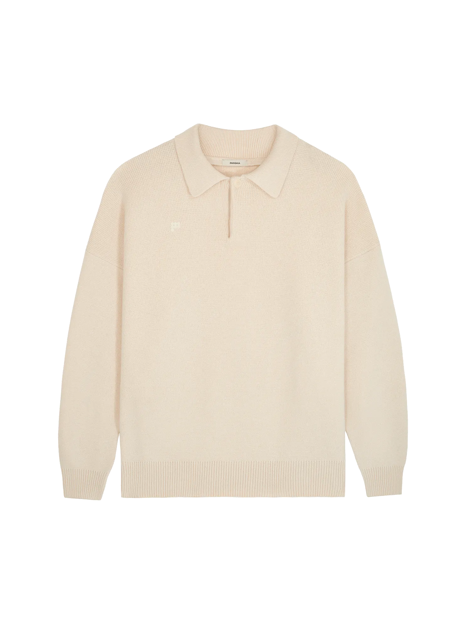 Mens Recycled Cashmere Polo Sweater—ecru ivory