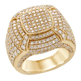 MEN'S YELLOW GOLD FASHION RING WITH 317 ROUND CUT DIAMONDS, 4.38 CT TW