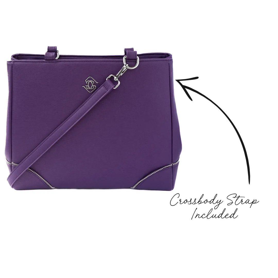 Michelle Tote Bag — Amethyst (Coffee Leather)