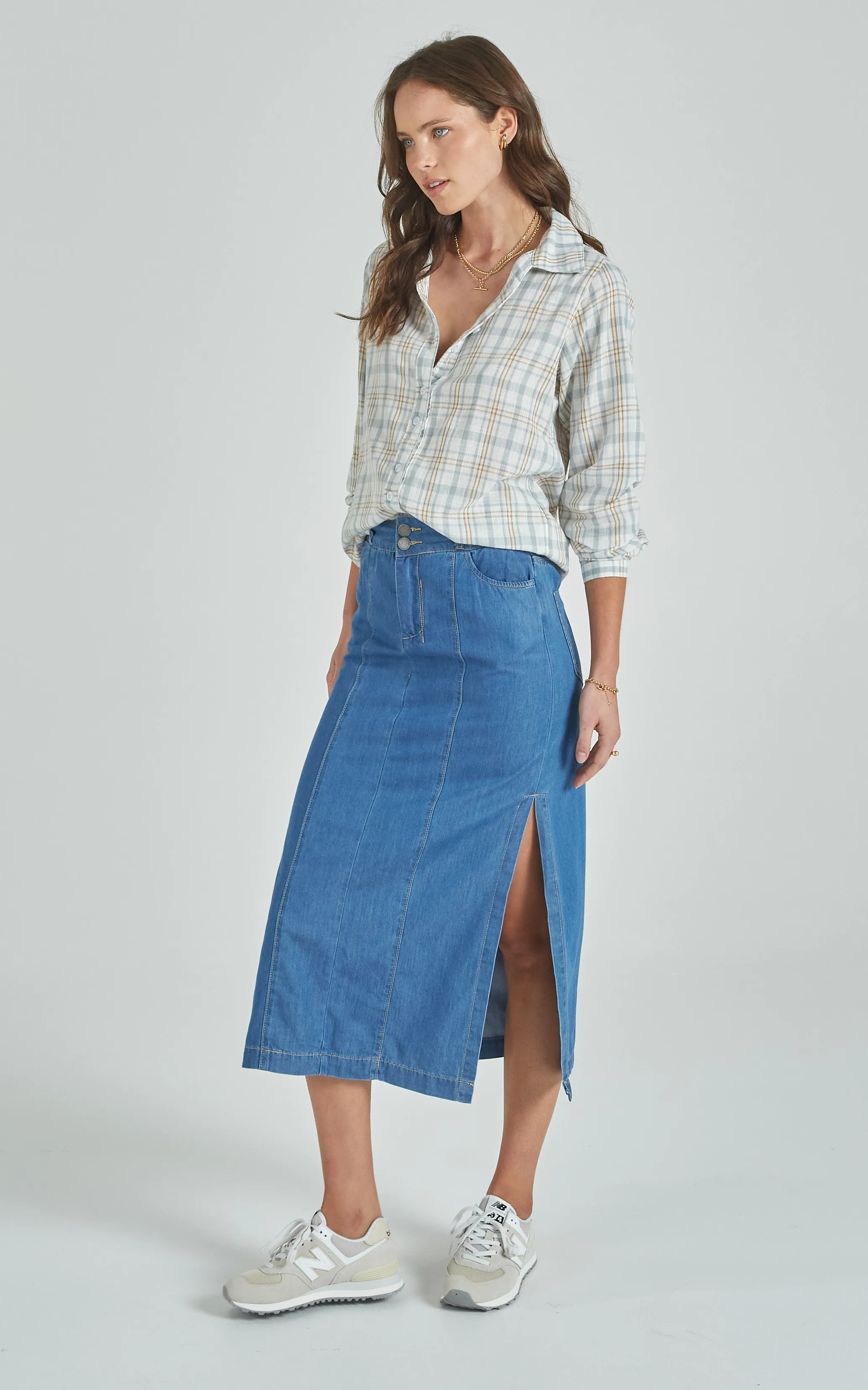 Mona Rodeo Blue Tencel Skirt