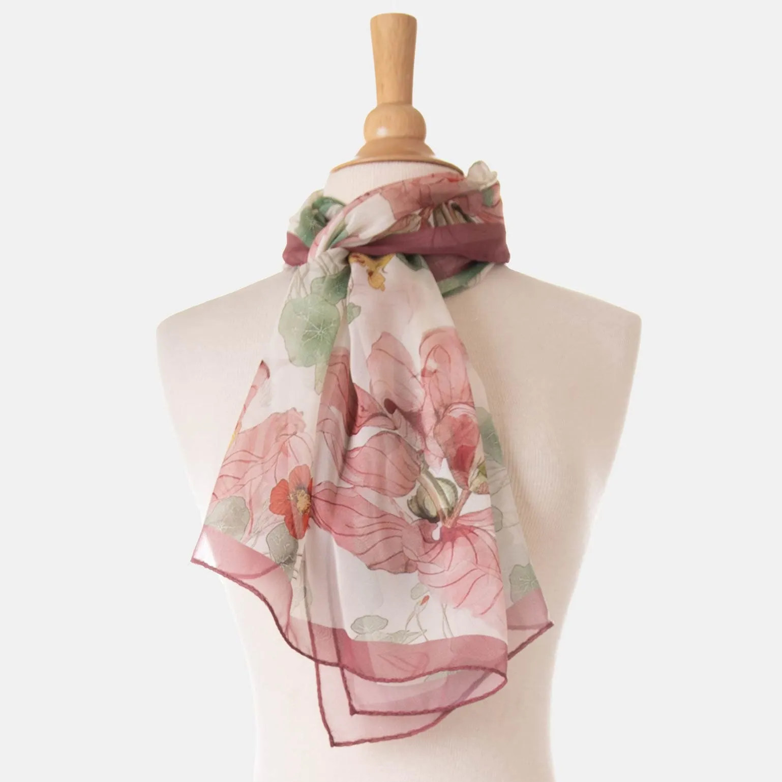 Monique - Long Sheer Silk Scarf - Antique Rose