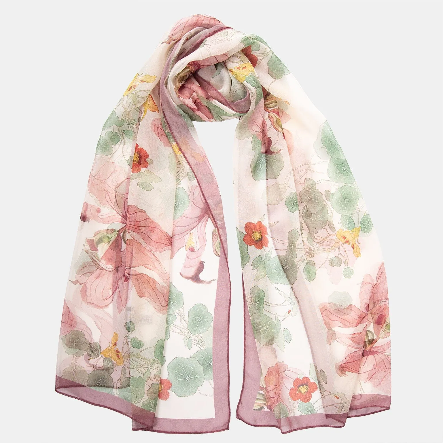 Monique - Long Sheer Silk Scarf - Antique Rose