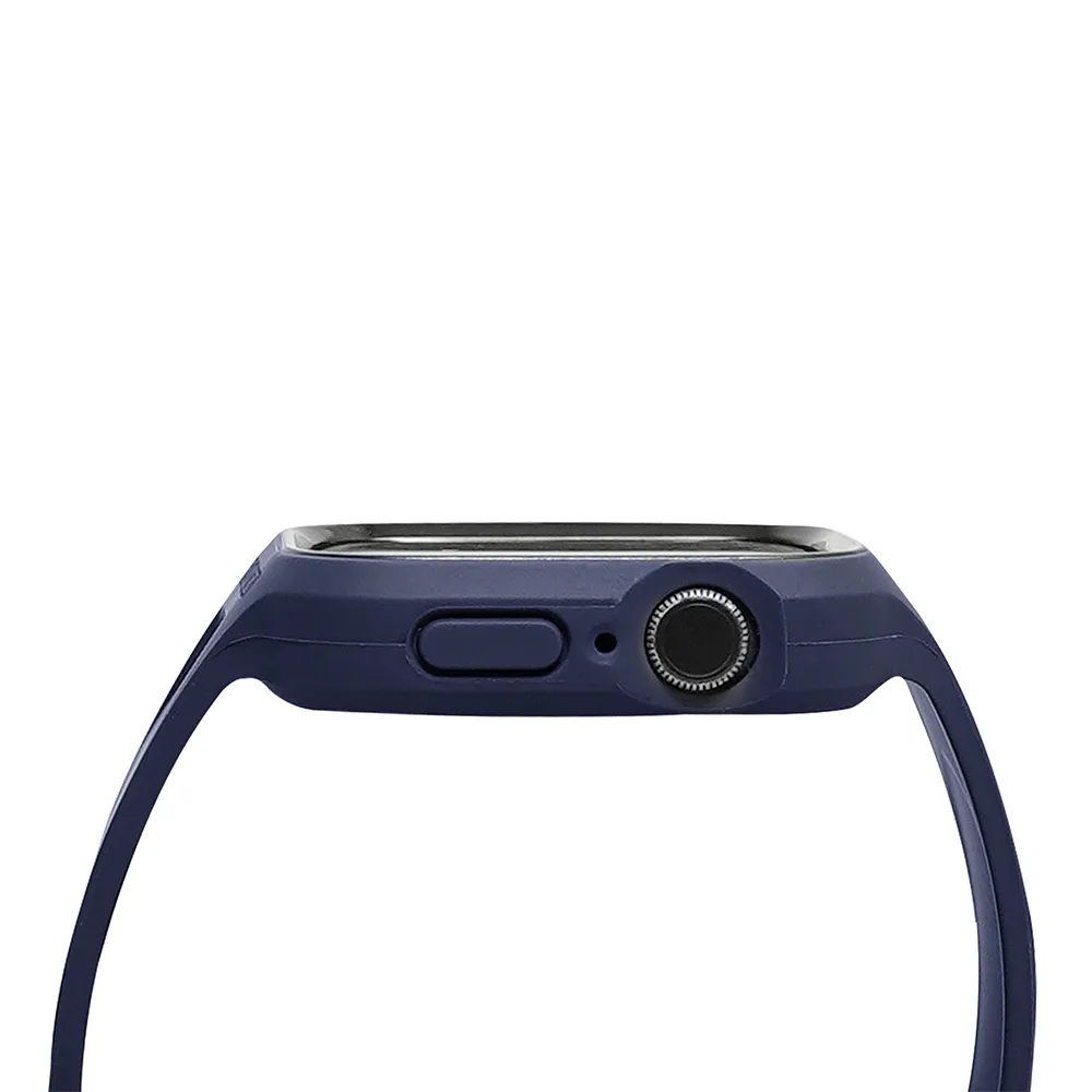 Monocozzi ESSENTIALS | Hybrid Soft Plastic Case with Strap for Apple Watch 45/44mm - Navy