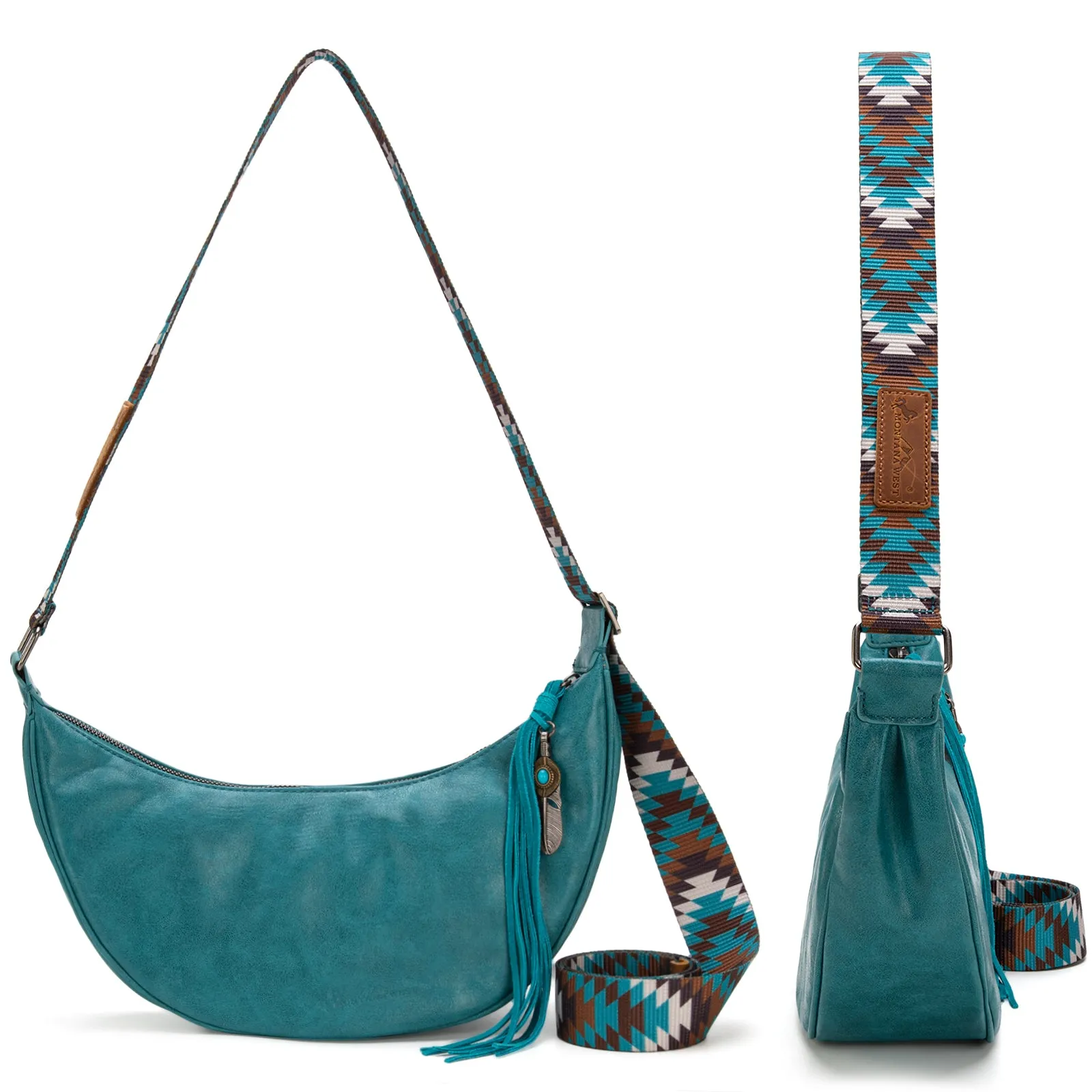 MW1284-8366  Montana West Crescent Crossbody Bag -Turquoise