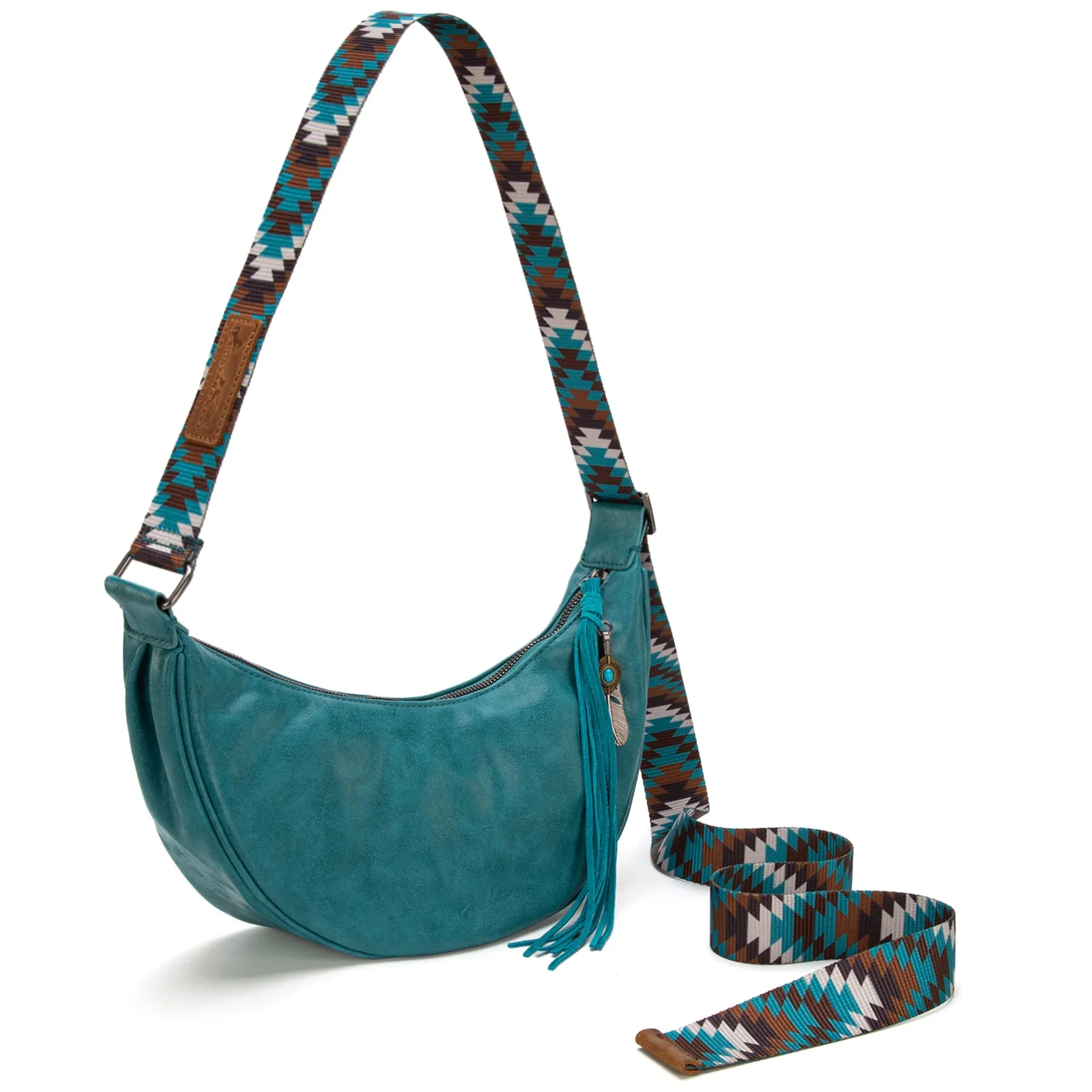 MW1284-8366  Montana West Crescent Crossbody Bag -Turquoise