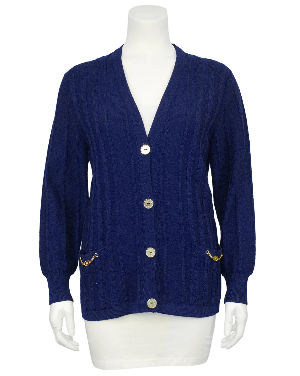 Navy Cable Knit Cardigan