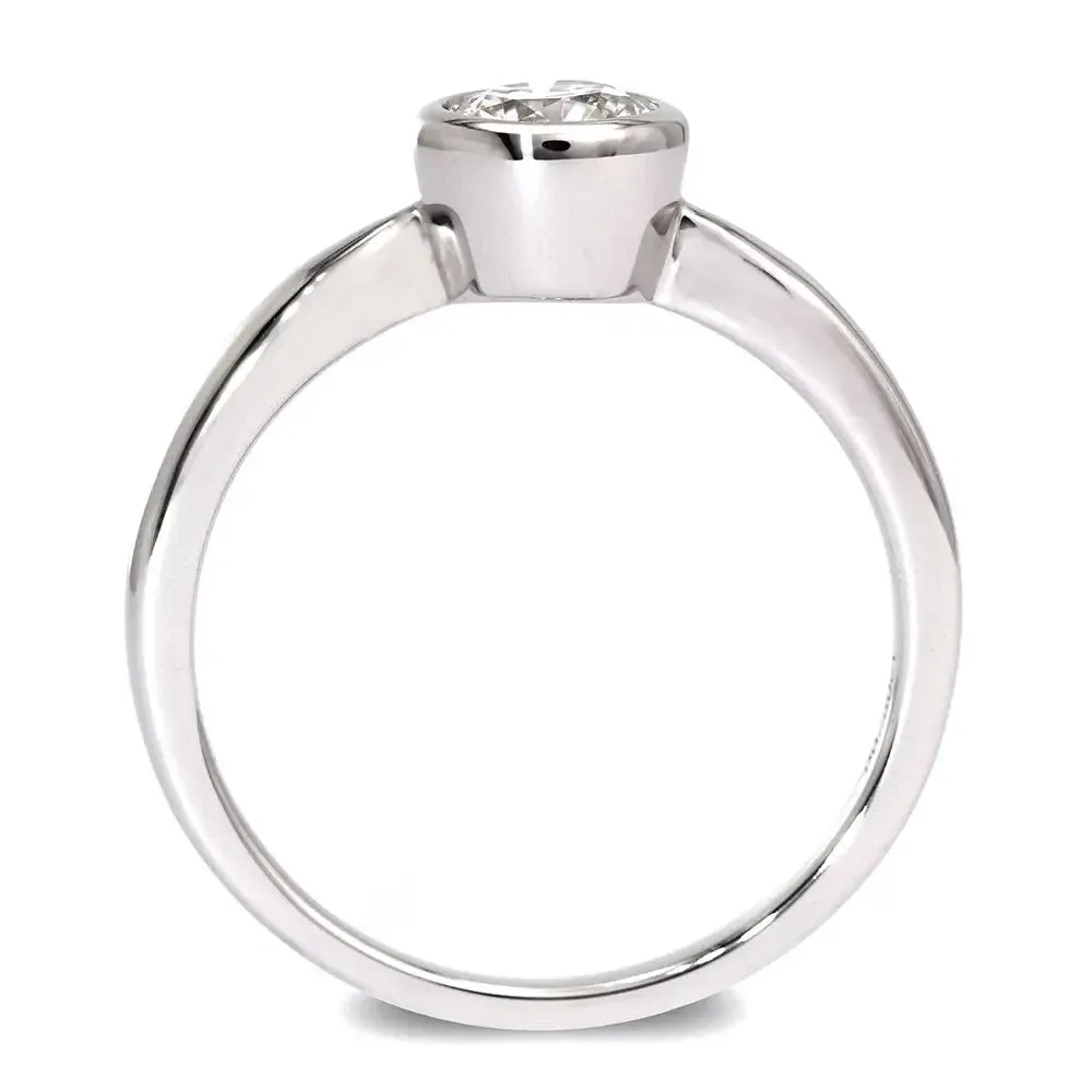 Nona Round Moissanite in Bezel Setting Solitaire Ring in 18K Gold