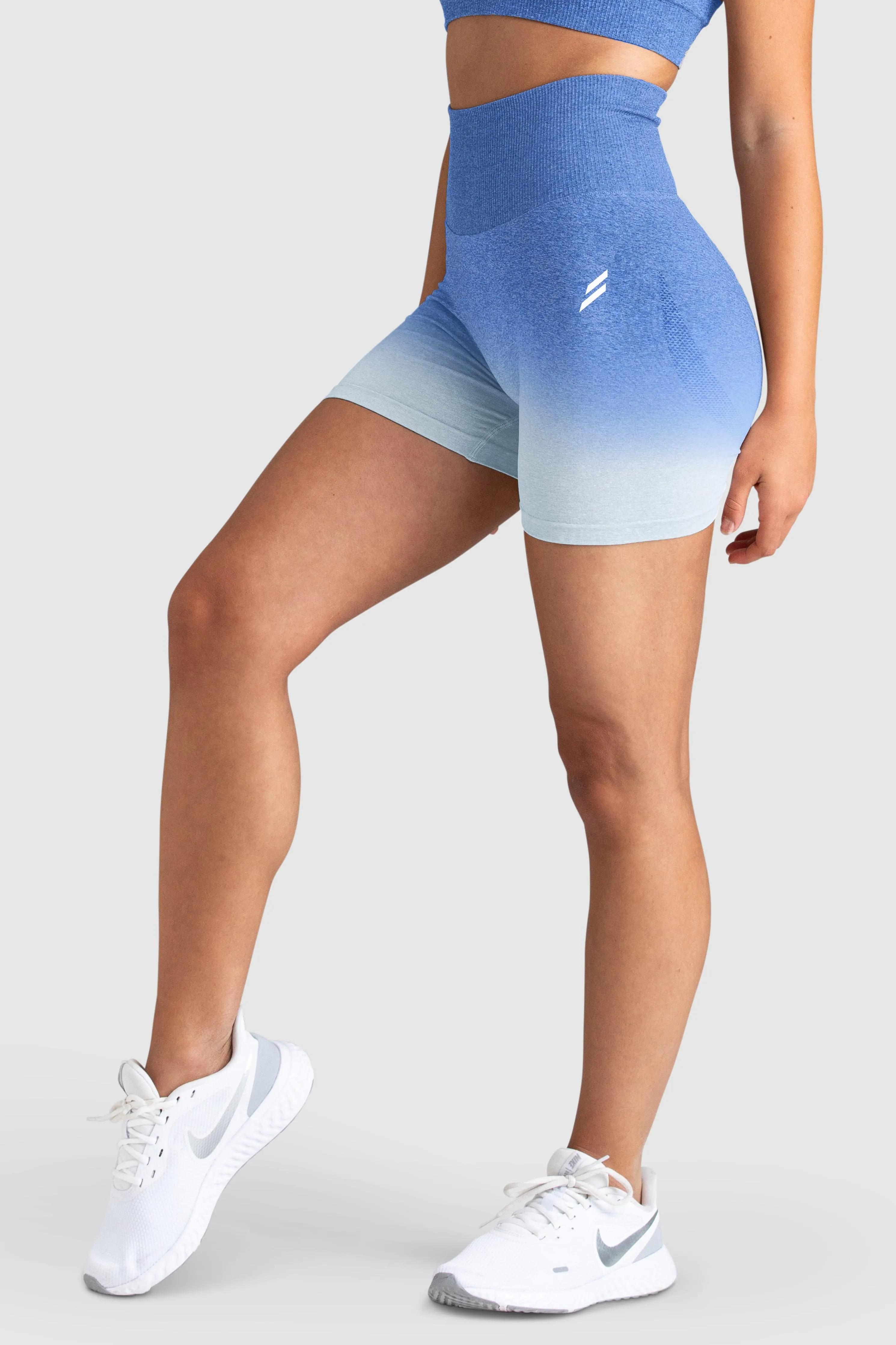 Ombre Scrunch Seamless Shorts - Blue