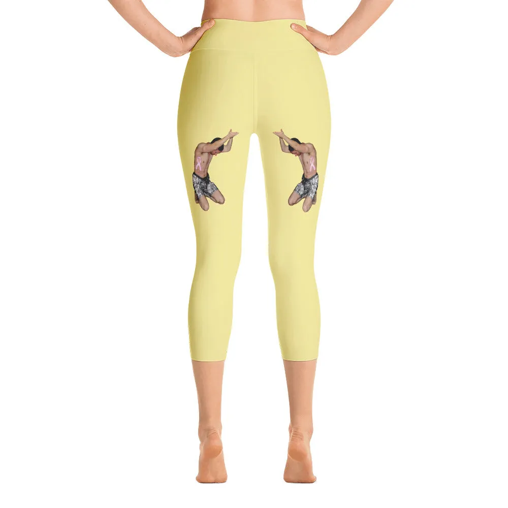 Our best viral leggings pale yellow awesome goddess black letters