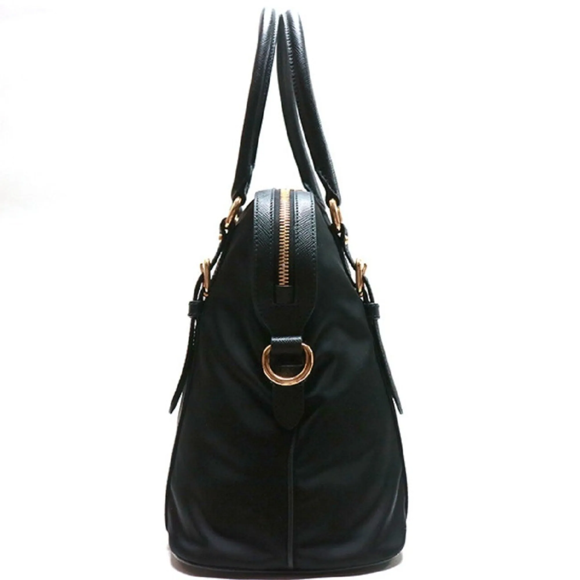 Prada Tessuto Nylon Saffiano Leather Black Satchel Bag