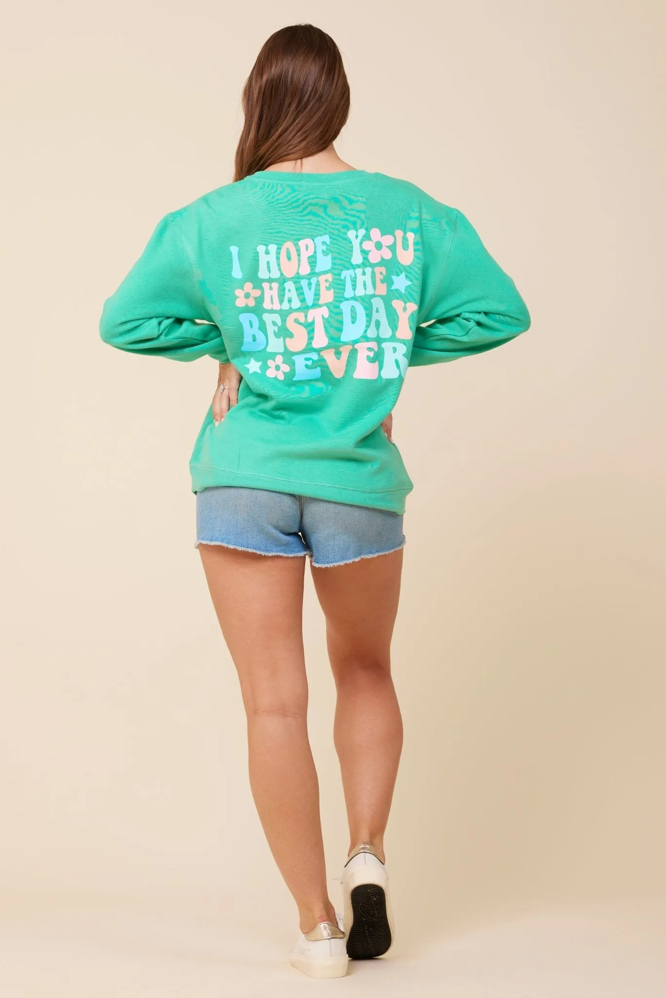 "Bridesmaid" Surf Green Surf Wash Crewneck Sweatshirt