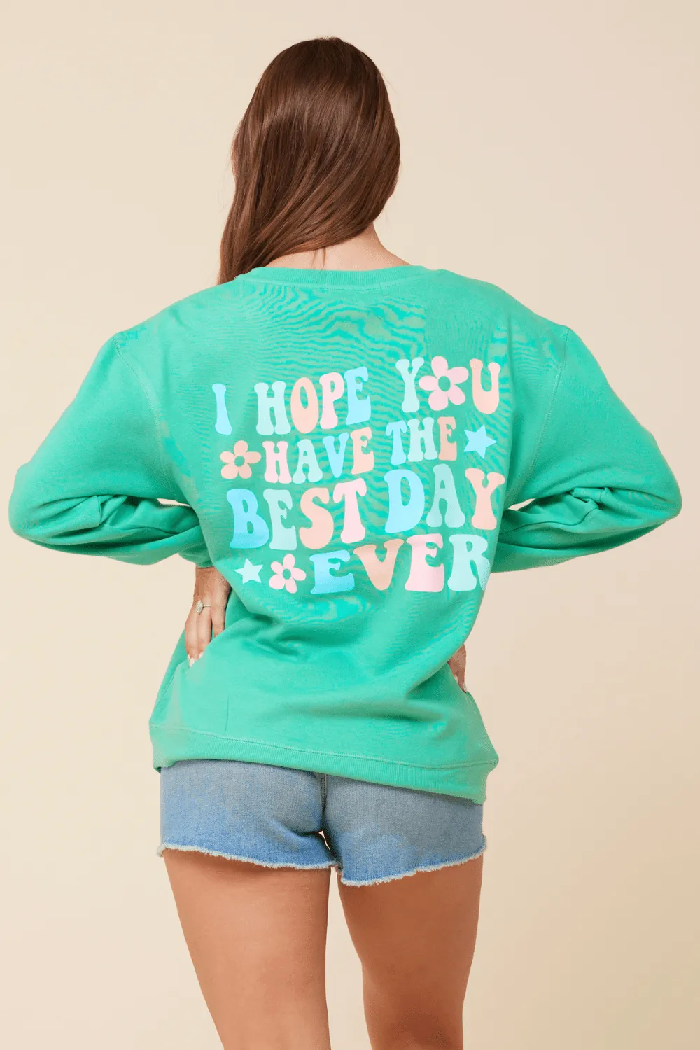 "Bridesmaid" Surf Green Surf Wash Crewneck Sweatshirt