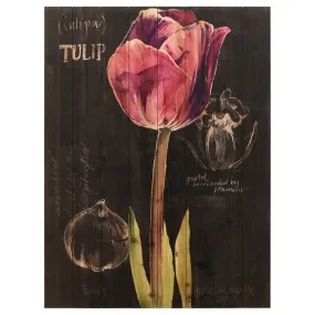 "Chalkboard Flower IV" Arte de Legno Digital Print on Solid Wood Wall Art