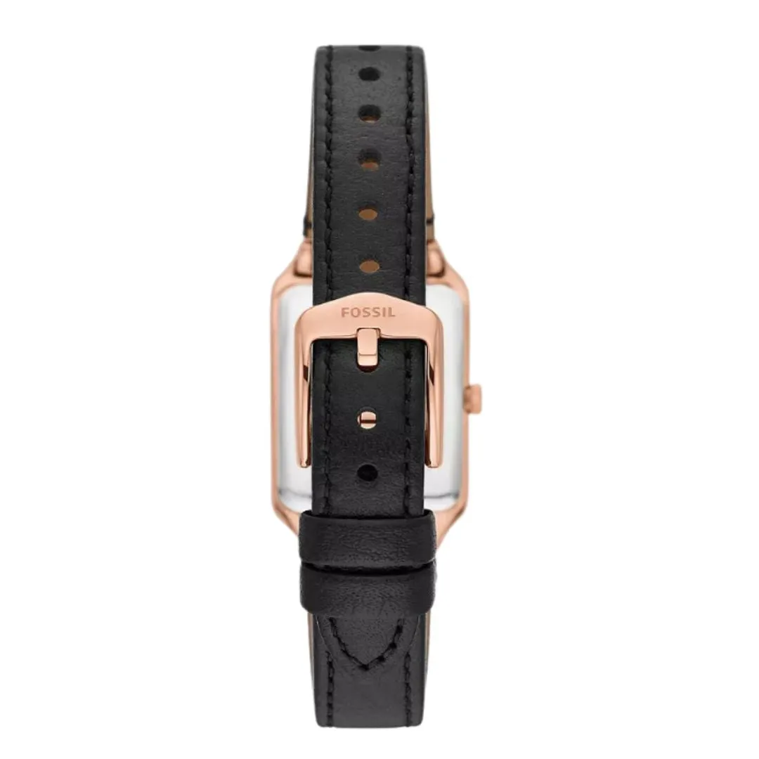 Raquel Three-Hand Date Black LiteHide™ Leather Watch