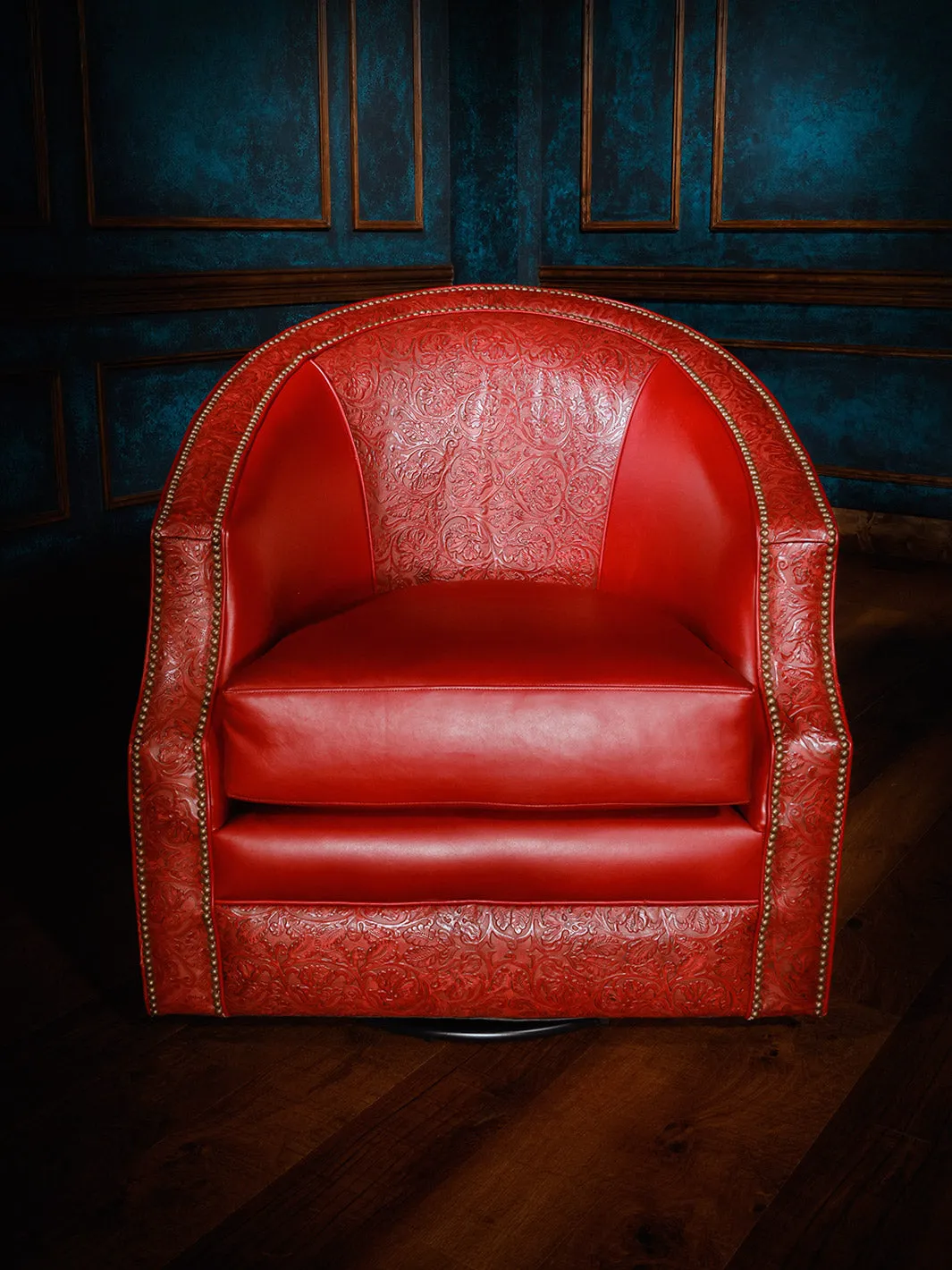 Red Sun Rising Western Swivel Chair