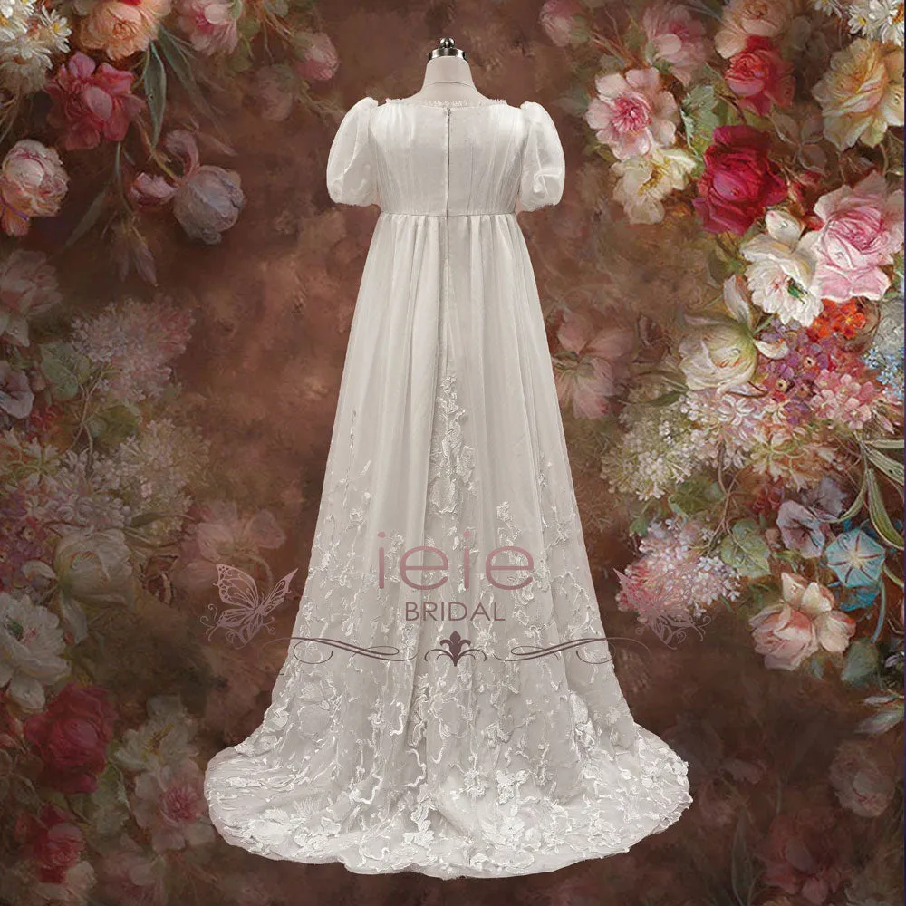 Regency Bridgerton Style Empire Lace Wedding Dress | DAPHNIE