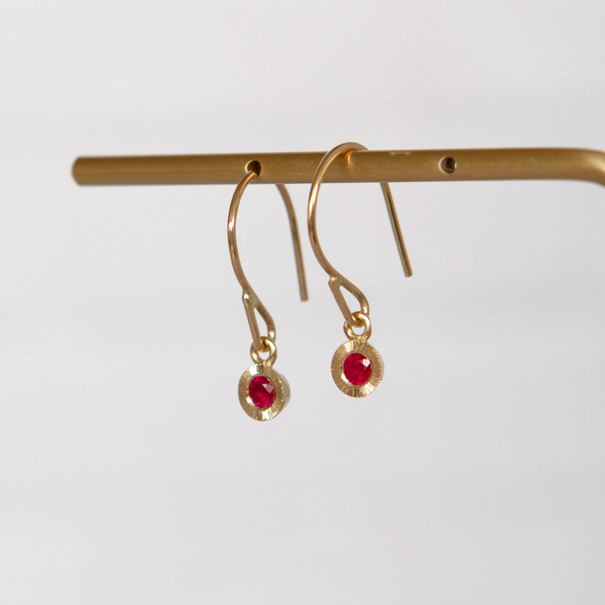 Ruby Aurora Dangle Earrings in Yellow Gold