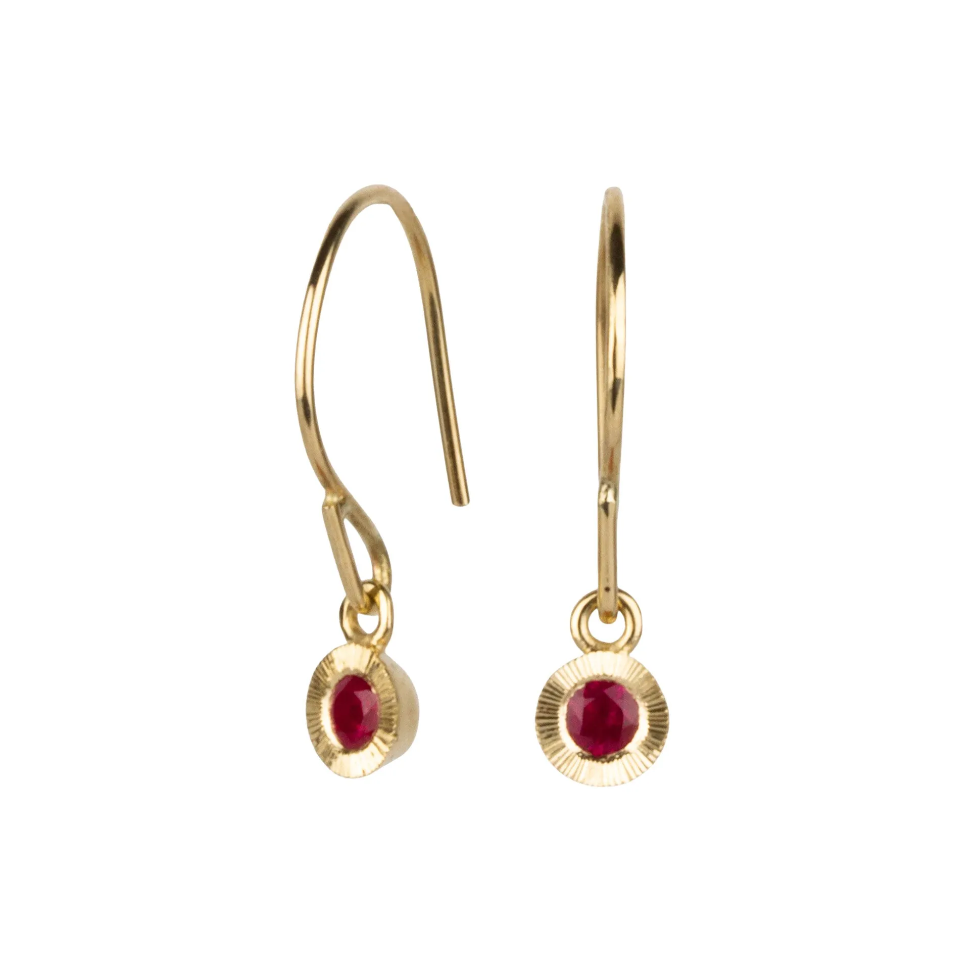 Ruby Aurora Dangle Earrings in Yellow Gold