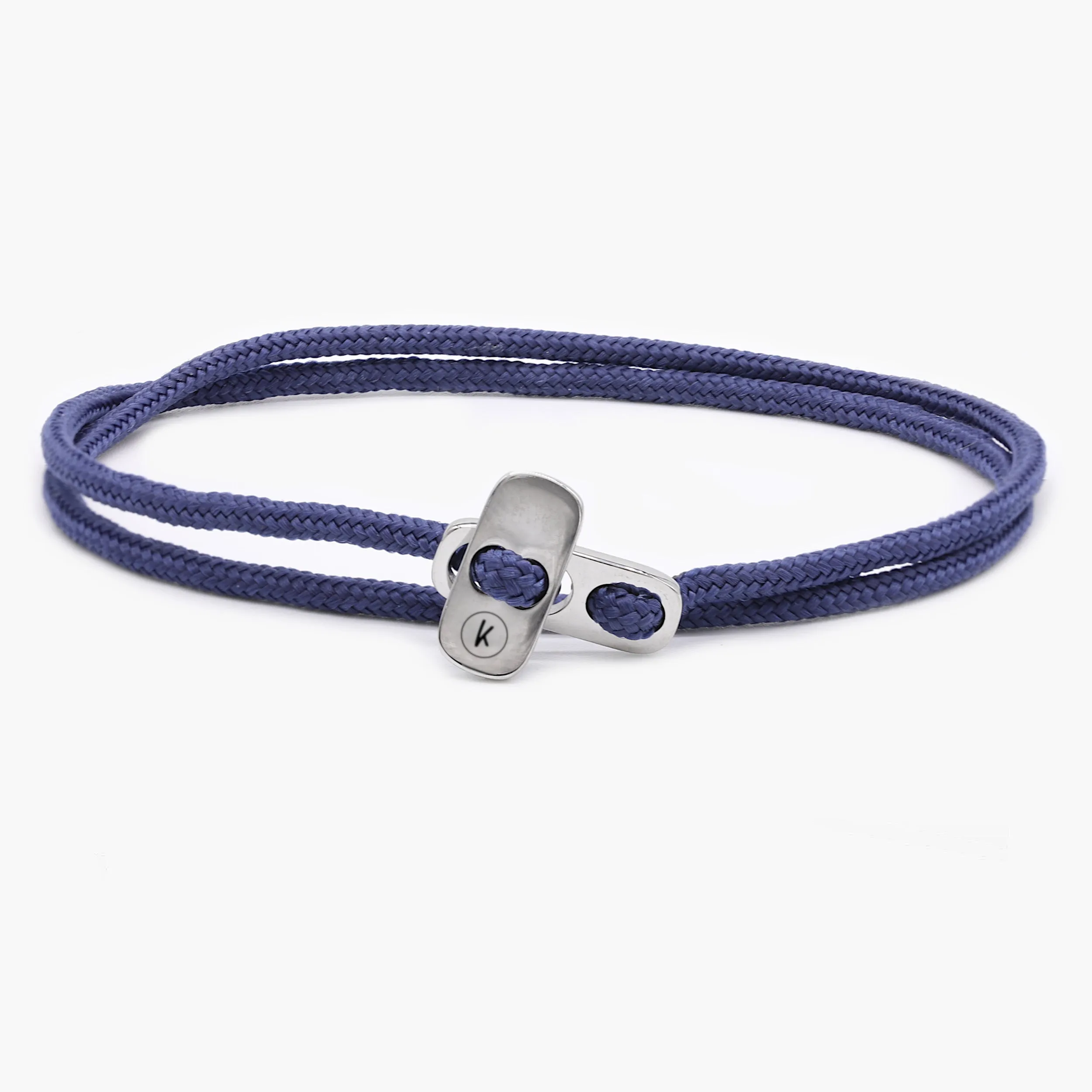 Sailing Cord Bracelet With Silver Clasp (Ocean Blue)