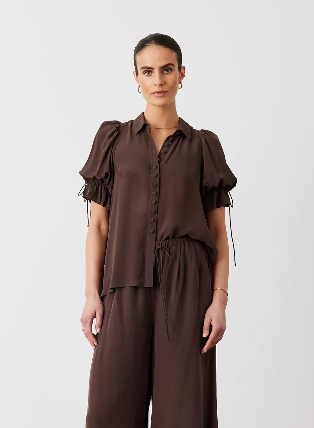 Sara Silk Shirt | Chocolate