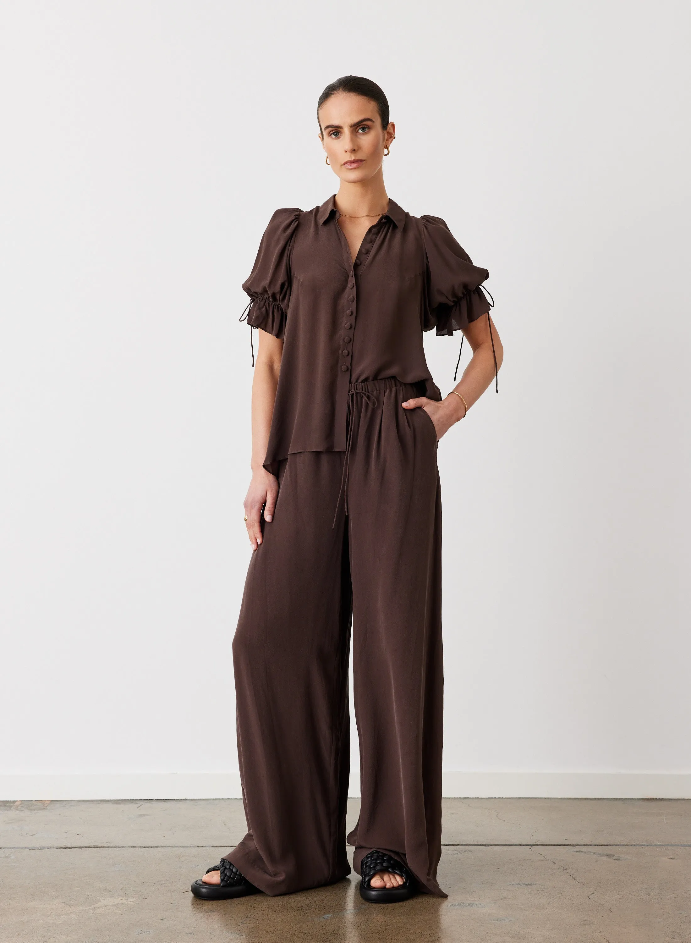 Sara Silk Shirt | Chocolate