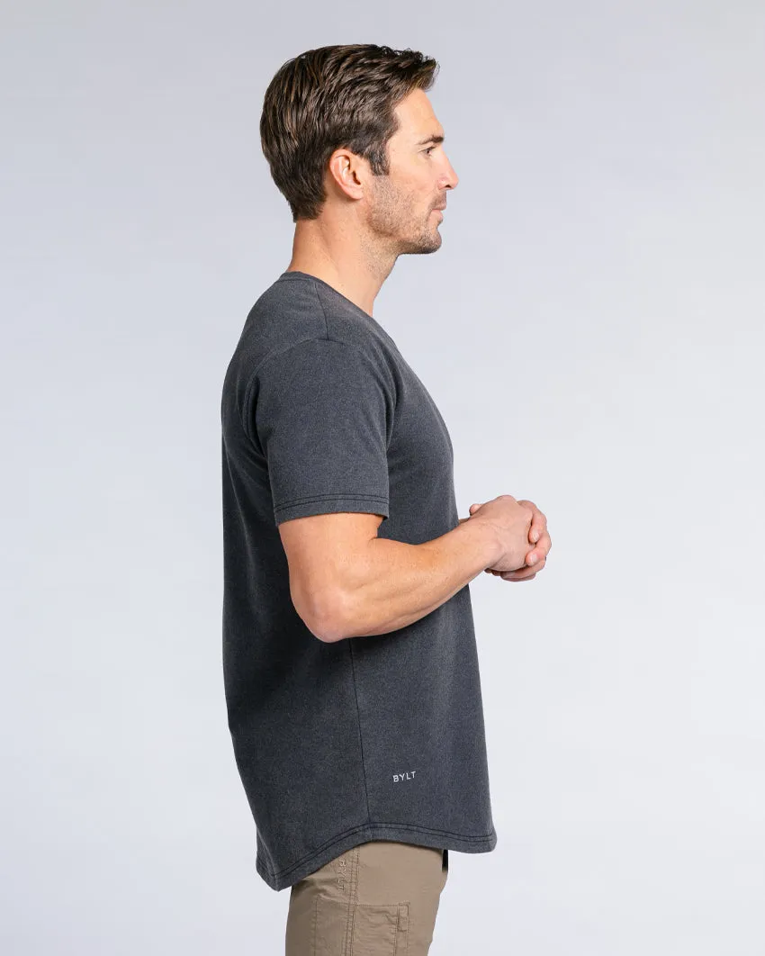 Snow Wash Drop-Cut V-Neck