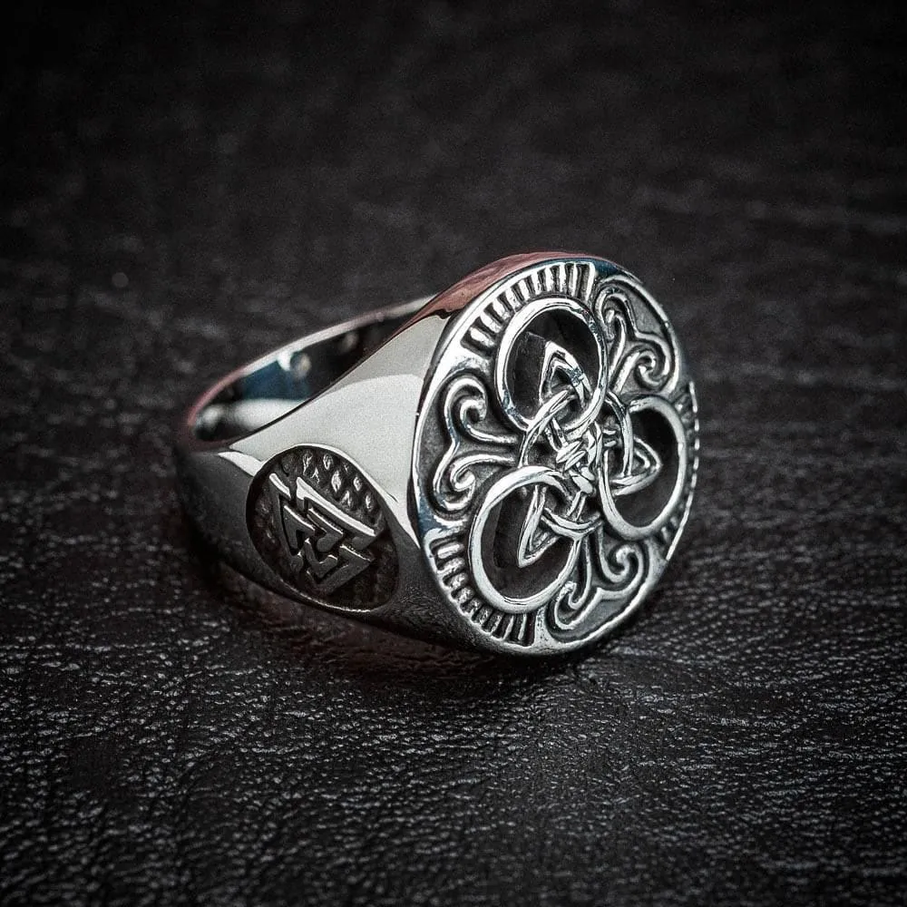 Stainless Steel Open Cut Triskelion Ring