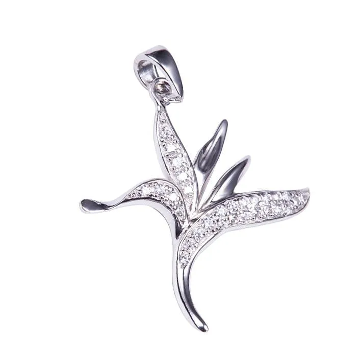 Sterling Silver Bird of Paradise Pave CZ Pendant (Chain Sold Separately)