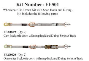 Sure-Lok Tie Down Overcenter Kit with Clip and D Ring 2 Cam Buckle, 2 Overcenter Buckle  (Series A)