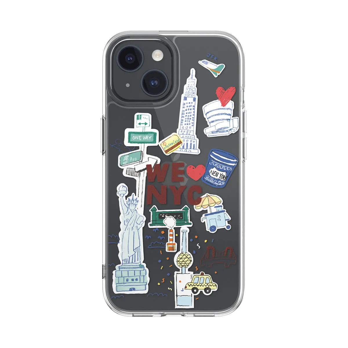 SwitchEasy City Hand-drawn Print Case with AirBarrier Shockproof Clear Case for iPhone 15 Series