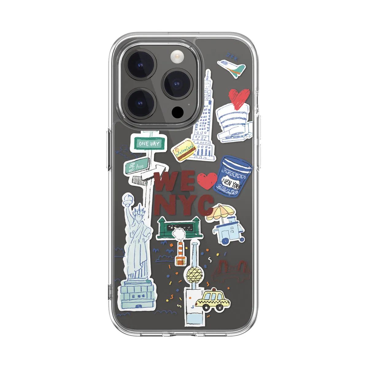 SwitchEasy City Hand-drawn Print Case with AirBarrier Shockproof Clear Case for iPhone 15 Series