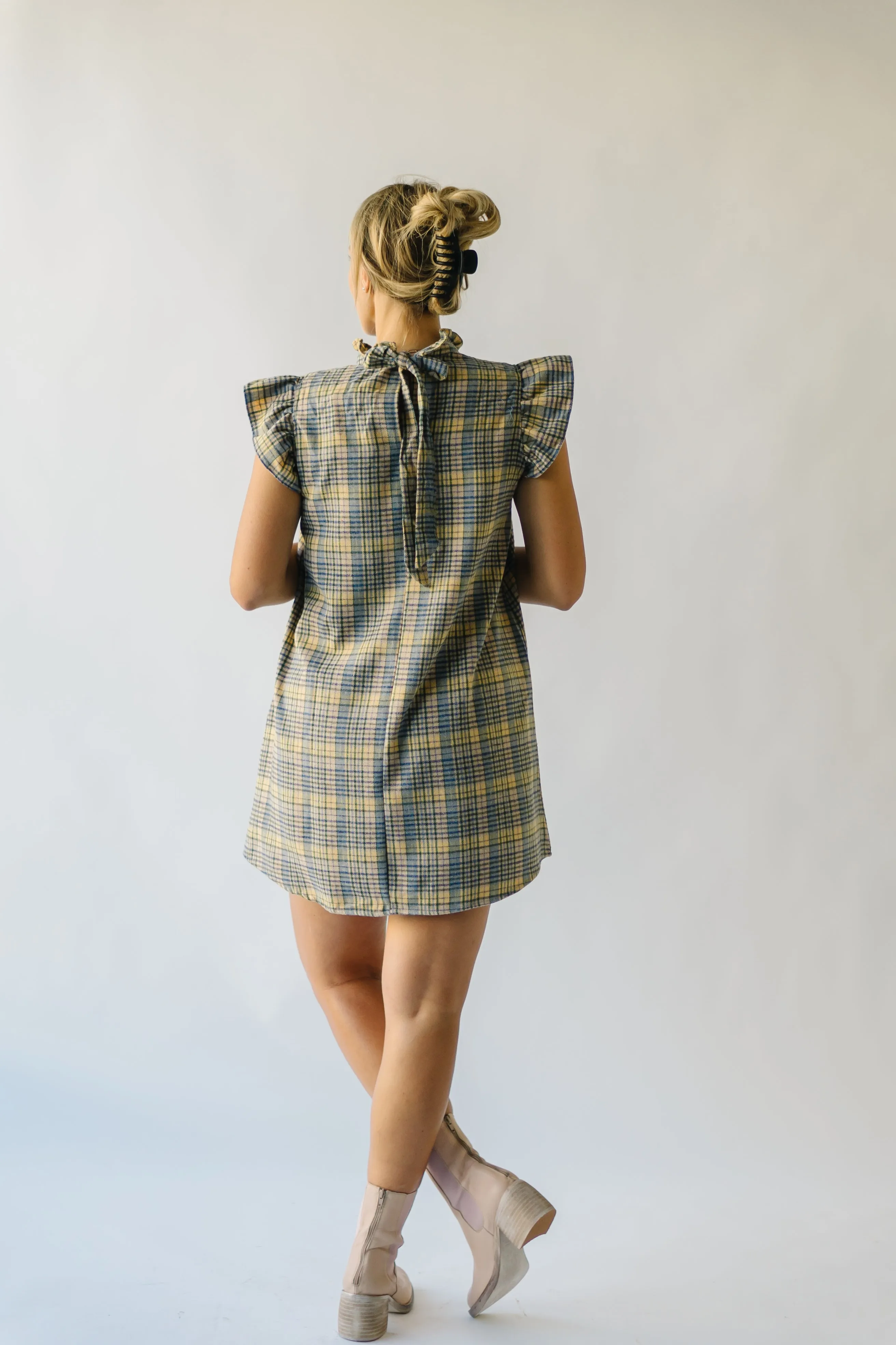 The Sorento Ruffle Detail Dress in Green Plaid