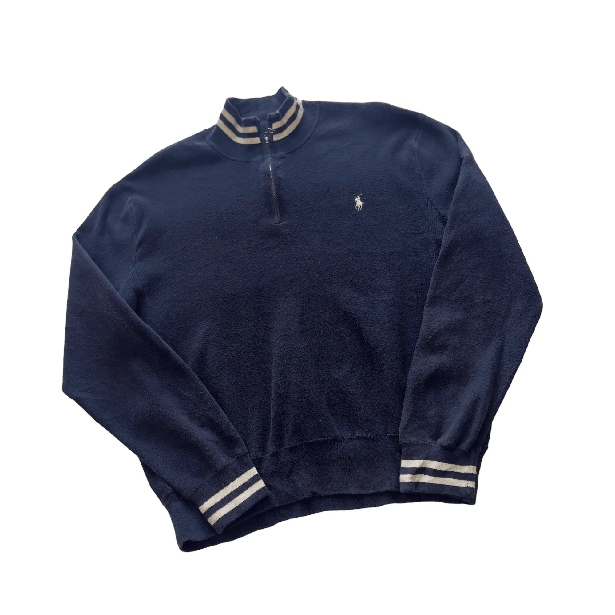 Vintage 90s Blue Polo Ralph Lauren Quarter Zip Sweatshirt - Extra Large (Recommended Size - Large)