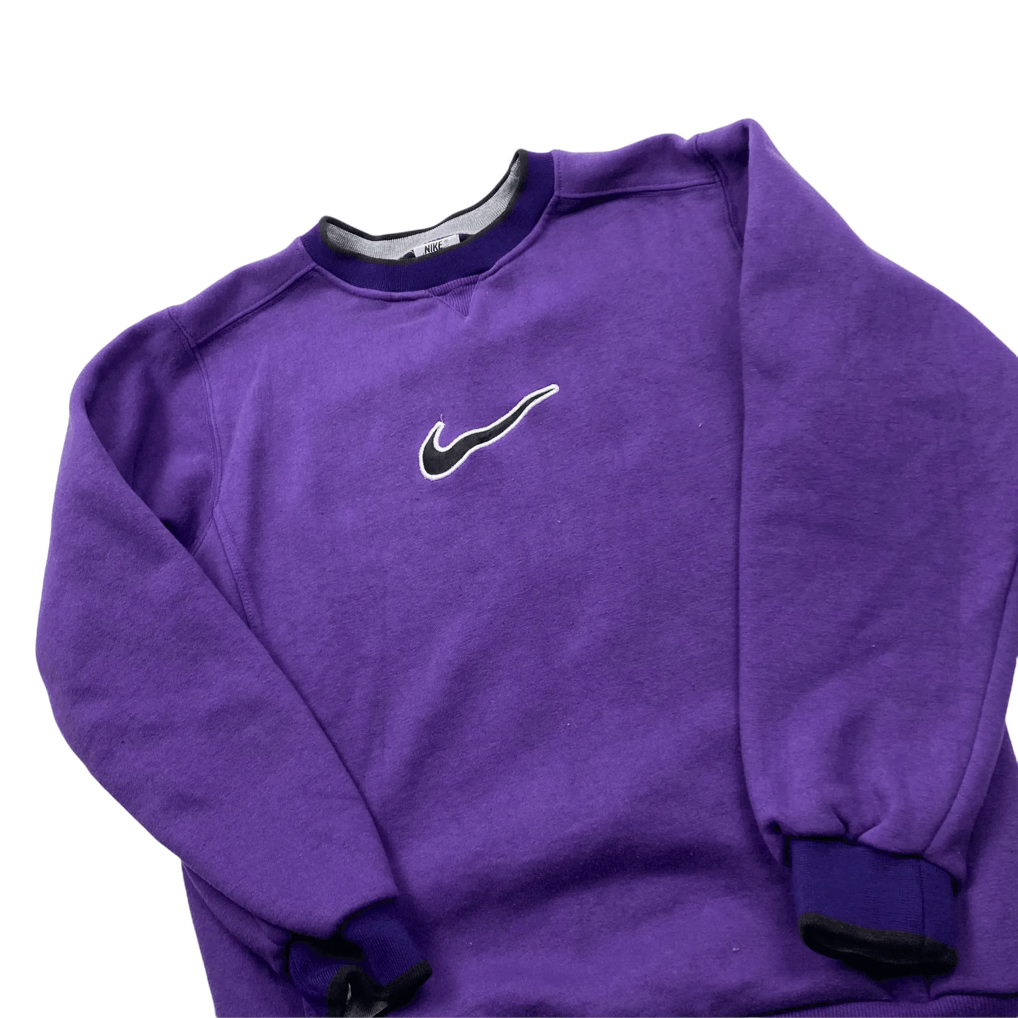 Vintage 90s Women's Purple Nike Large Logo Sweatshirt - Small