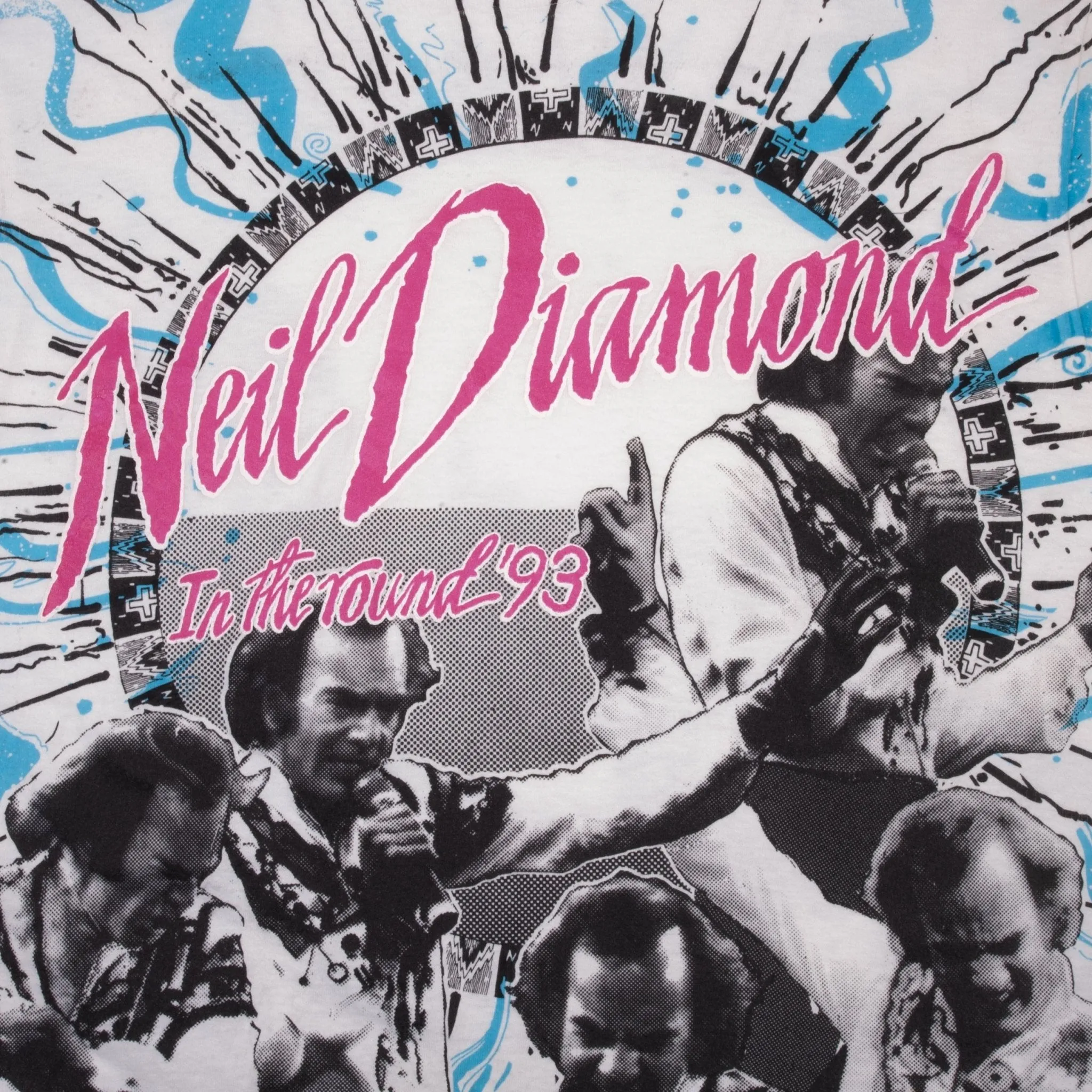 VINTAGE ALL OVER PRINT NEIL DIAMOND IN THE ROUND 1993 TEE SHIRT SIZE MEDIUM