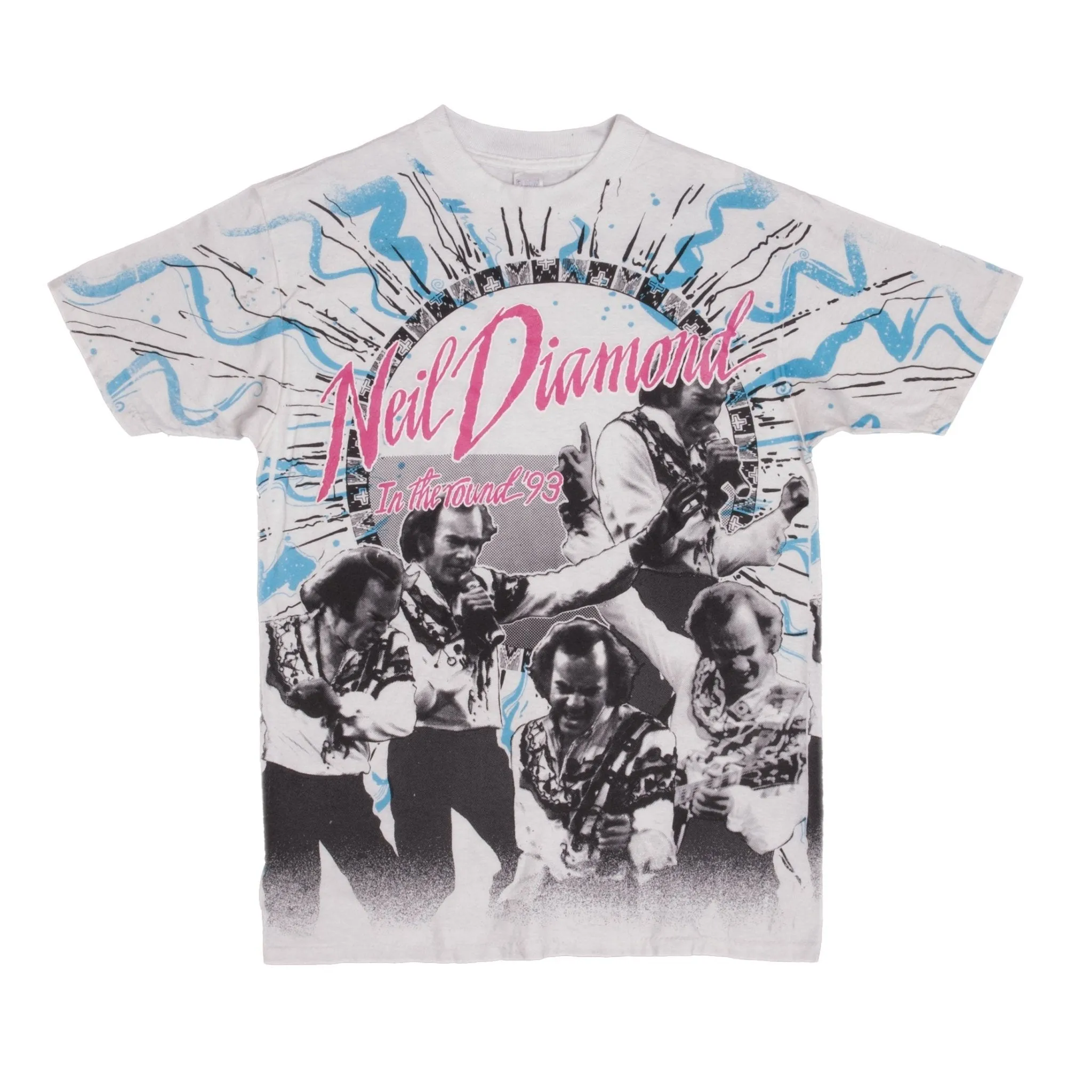 VINTAGE ALL OVER PRINT NEIL DIAMOND IN THE ROUND 1993 TEE SHIRT SIZE MEDIUM