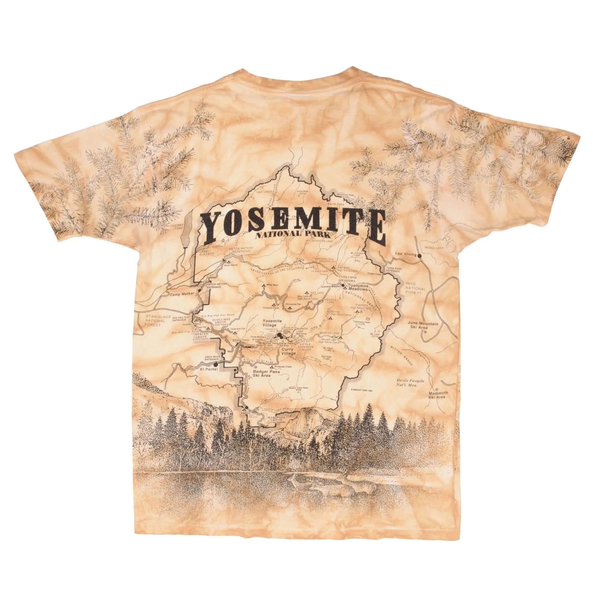 VINTAGE ALL OVER PRINT YOSEMITE NATIONAL PARK 1994 TEE SHIRT XL MADE USA