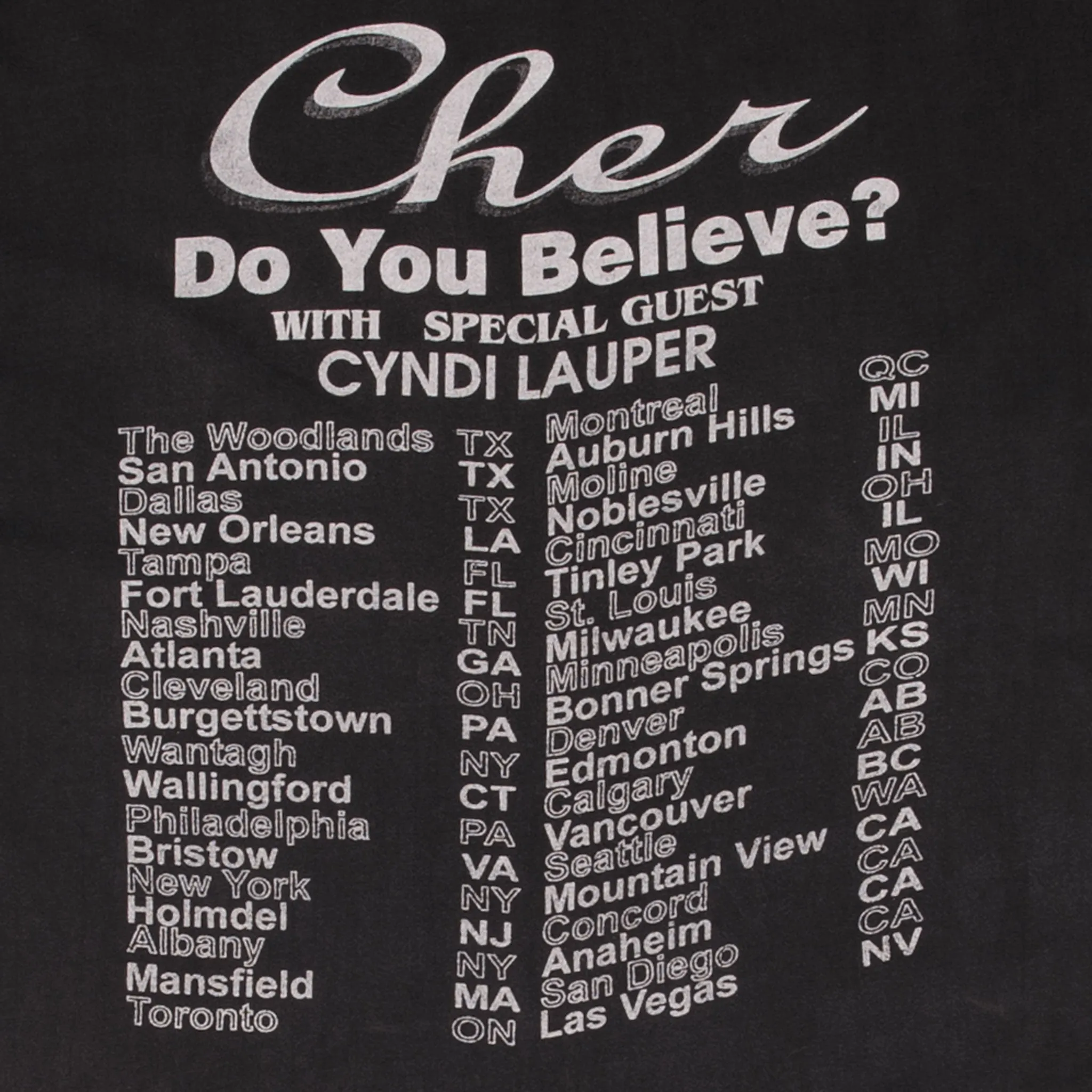 VINTAGE CHER DO YOU BELIEVE 1990S CONCERT TEE SHIRT SIZE XL