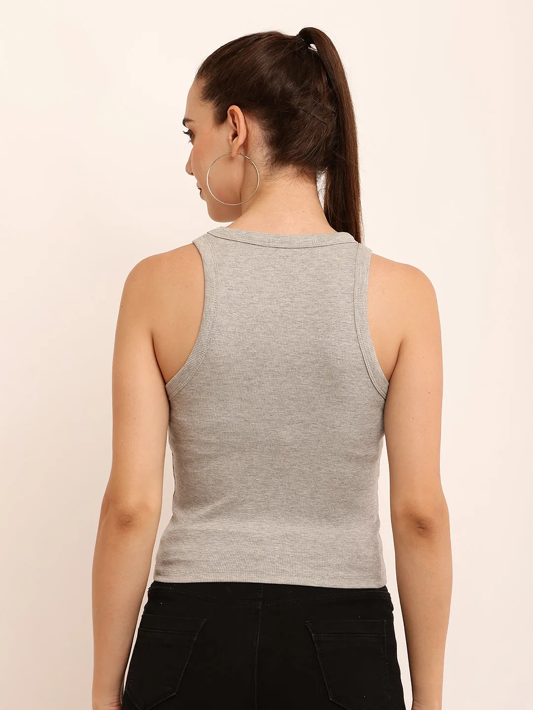 Women Grey Cotton Tank Top