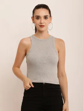 Women Grey Cotton Tank Top