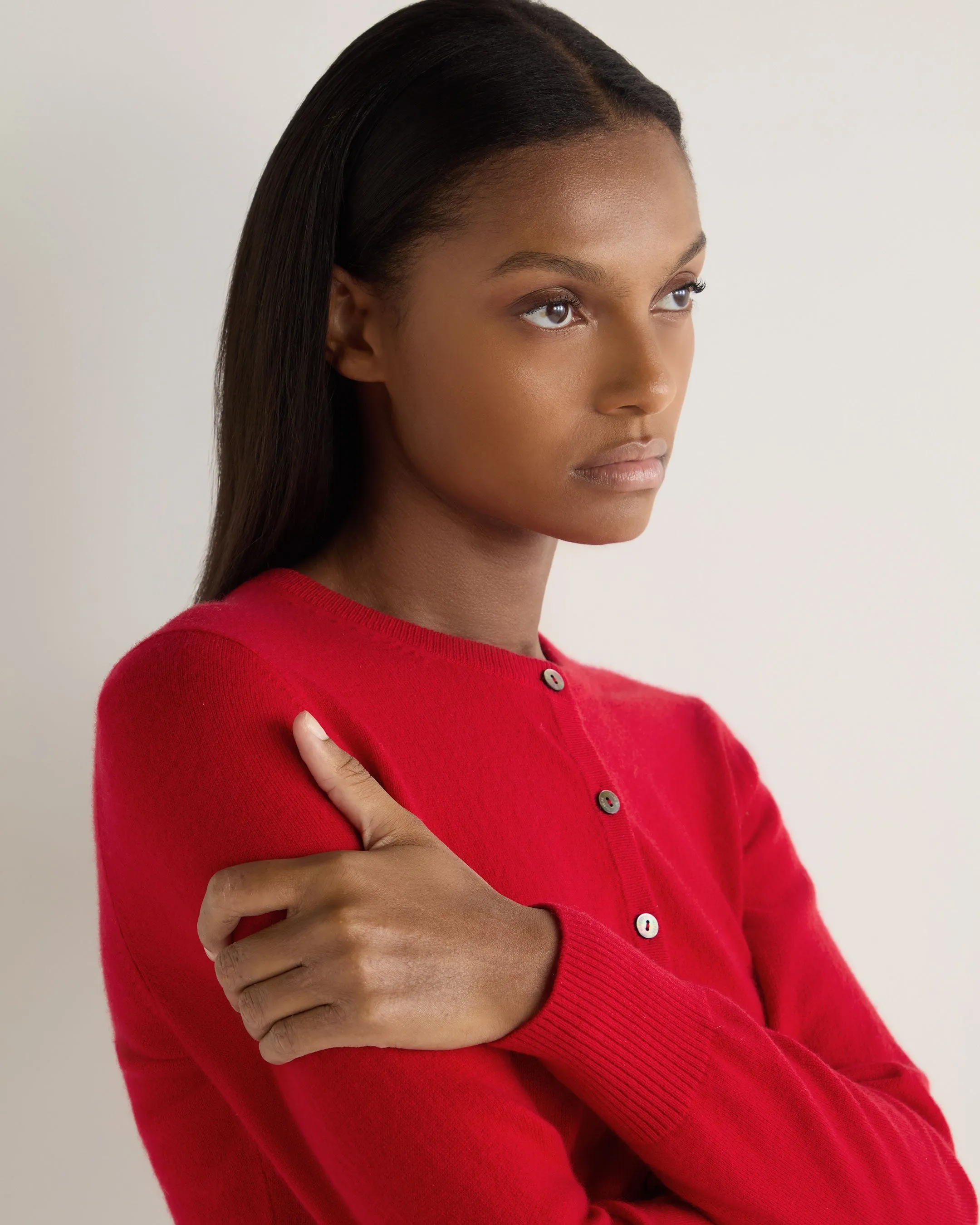 Women's Ivy Cropped Cashmere Cardigan Riding Red