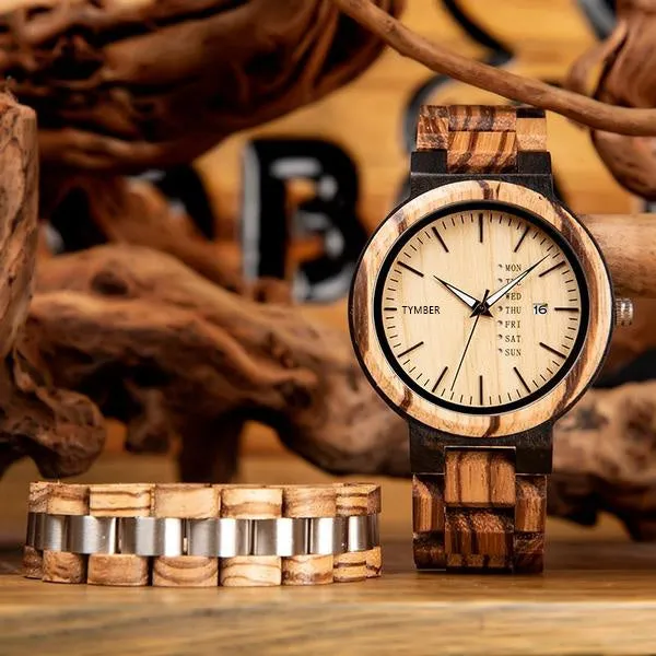 Wooden Watch & Bracelet Set