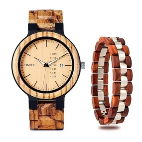 Wooden Watch & Bracelet Set