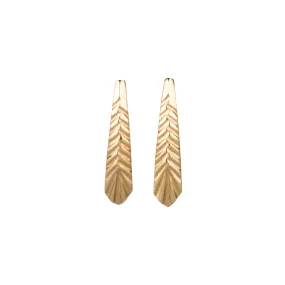 Yellow Gold Tapered Herringbone Stud Earrings